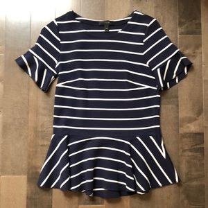 J Crew Navy & White Stripper Shortsleeved Shirt